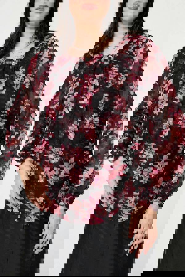 Pink | Curve Floral Long Sleeve Layered Blouse