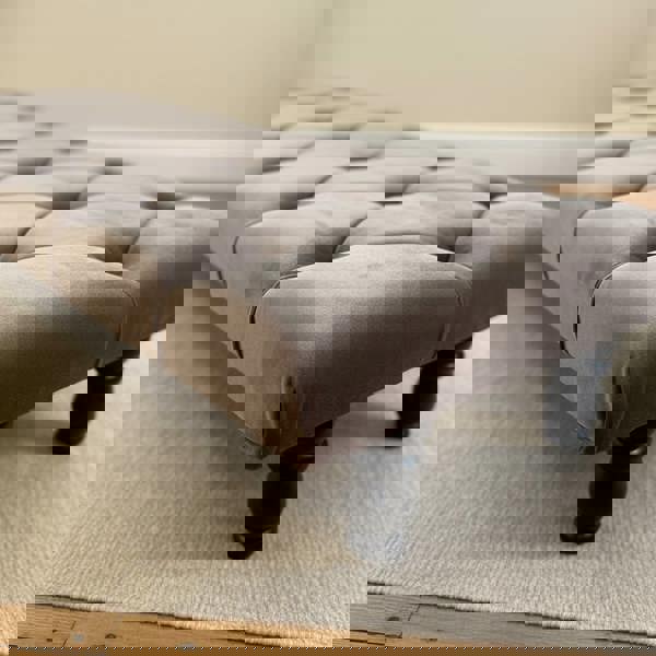 ISTOOLS Rectangular Sand Coloured Chesterfield Footstool – Luxury Velvet Ottoman UK