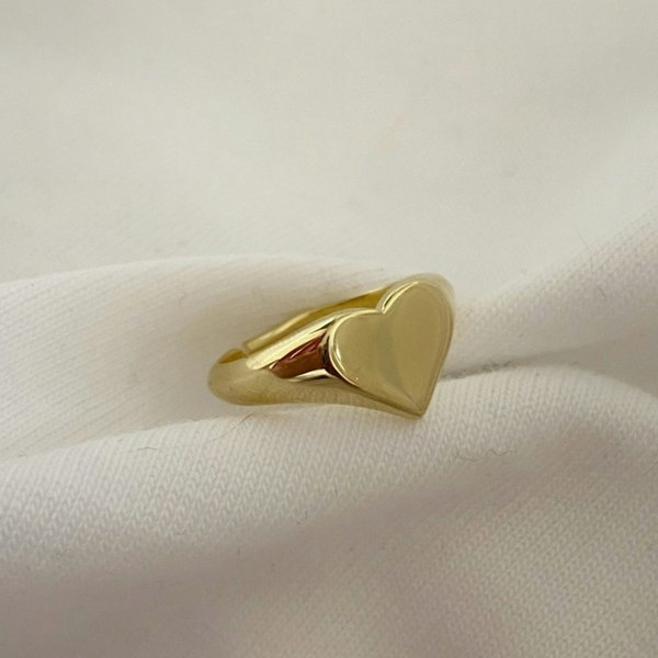 Spero London Sterling Silver Heart Love Signet Ring