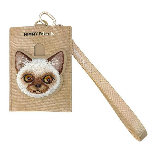 Nimmy Friends Nimmy Big Eye Cute Pet Siamese Cat Face Card Sleeve Holder Brown - N-XDY-KT-026