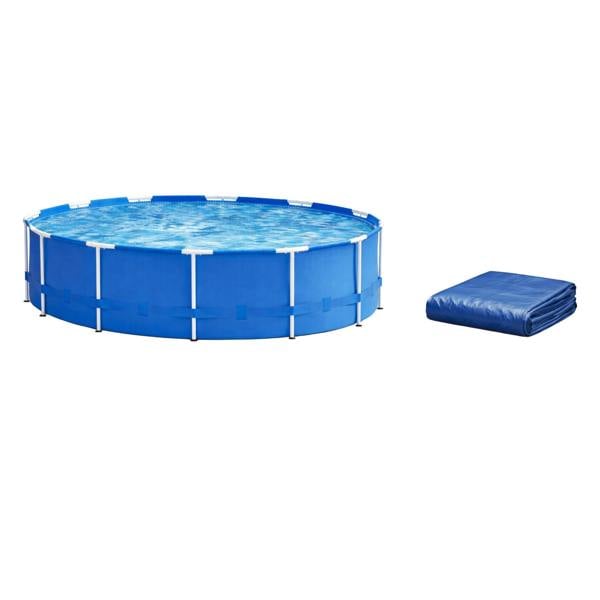 INTEX 4-in-1 Intex 10 ft x 30in Metal Frame Pool Set with Filter Cartridge, Pump & Pool Cover