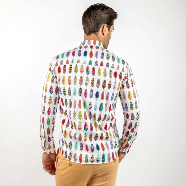 ABSTRACT PRINTED FEATHERS PRINT SHIRT - Premium Men's Patterned Shirt by Claudio Lugli | Bold Design, Tailored Fit, Best Printed Shirts