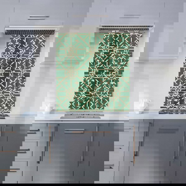 Warren Reed - Designer Green Lattice Design Kitchen Splashback