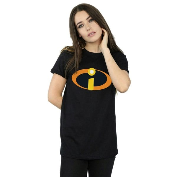 Disney Womens/Ladies The Incredibles Costume Logo Cotton Boyfriend T-Shirt - Black