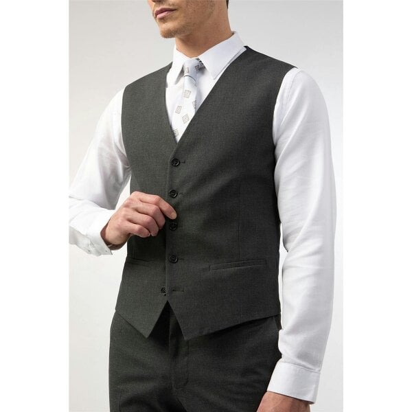 Limehaus Slim Fit Charcoal Stretch Waistcoat