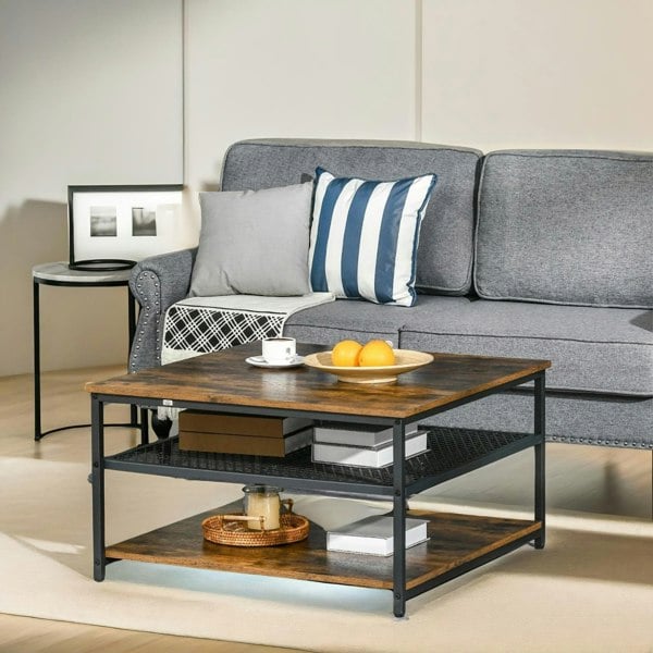 Rafaelo Mobilia 3 Tier Industrial Coffee Table