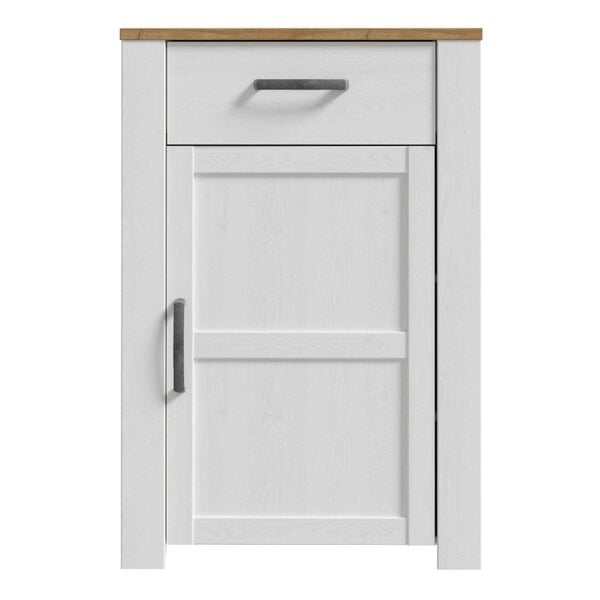 Wyld Haus Kyoto White and Natural Oak Wood 1 Door 1 Drawer Shoe Cabinet