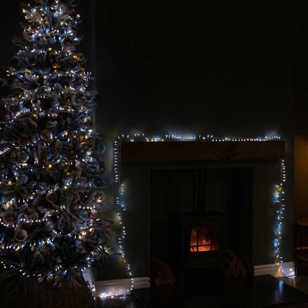 Samuel Alexander 25m 1000 LED TreeBrights Christmas String Lights with Timer in White & Warm White on Clear Cable