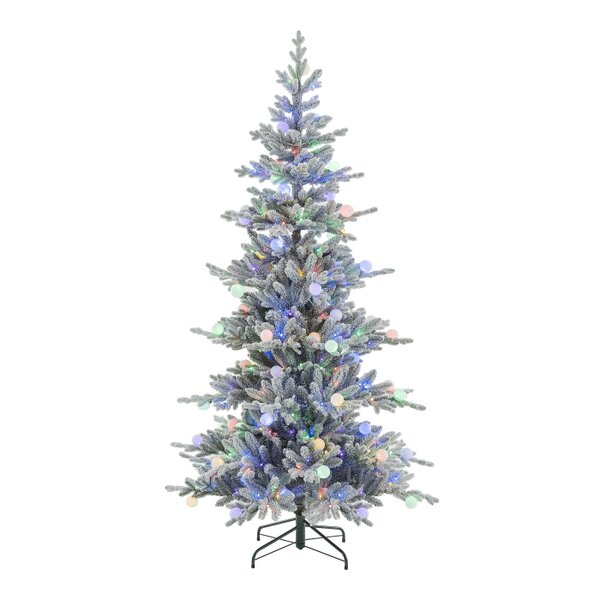 Outdoor Living Aurora Winter Glow Flocked White Multi-Colour Christmas Tree