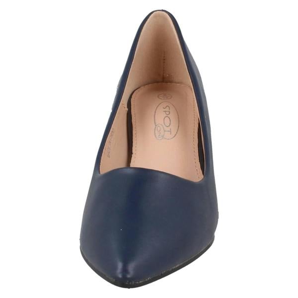 Spot On Ladies Spot On Mid Block Heel Pointed Toe Court Shoes F90127
