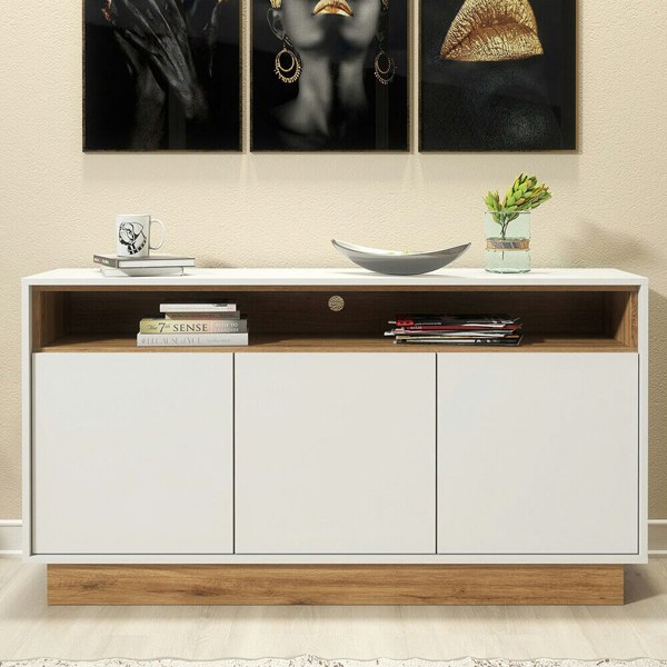 Mex Furniture 130cm Modern Industrial Sideboard and Vintage Oak TV Unit Cabinet