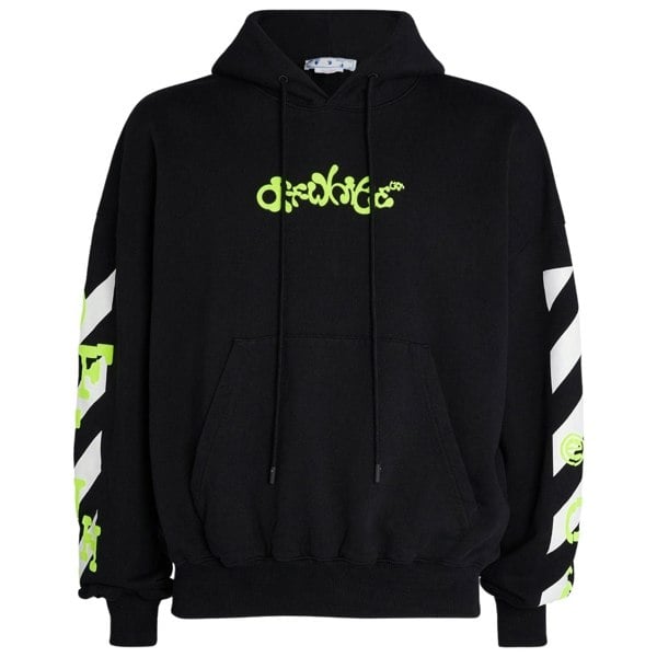 Off-White Opposite Arrow Design Boxy Fit Oversized Hoodie - Black