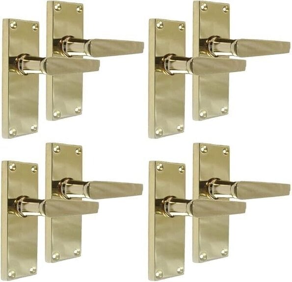 EDH Door Hardware Brass Door Handles Interior Door Handles-Victorian Straight Door Handles, 4 Pairs