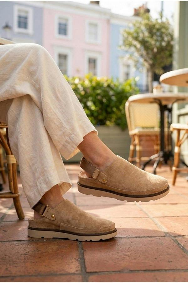 Tara Womens Suede Convertible Slingback Clogs - Khaki