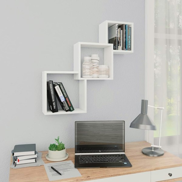Berkfield Cube Wall Shelf White 68x15x68 cm Engineered Wood