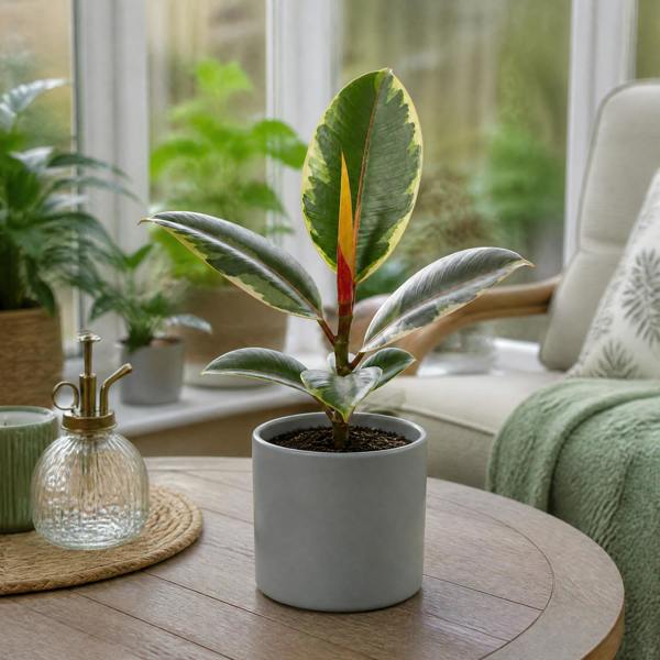 Ficus Belize Pink Rubber Plant 12cm Pot – Variegated Indoor Houseplant The Rose Press Garden