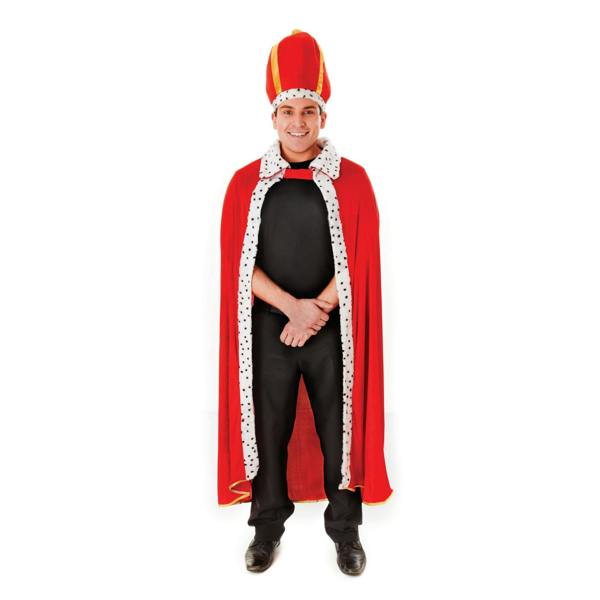 Bristol Novelty Unisex King Robe And Hat Costume - Red/White/Gold - 