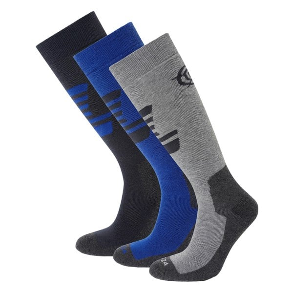 TOG24 Mens Bergenz Ski Socks (Pack of 3) - Dark Indigo/Royal Blue/Light Grey