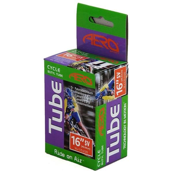 Aero Sport Butyl Rubber 16" x 1.75-2.125 Inner Tube 500%* Extra Ride Time Schrader Valve