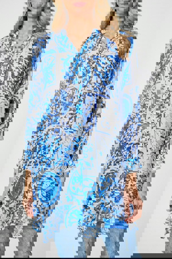 Blue | Mosaic Print Longline Blouse Dress