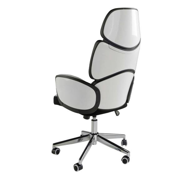 Angel Cerdá Office swivel chair light grey fabric and glossy white pvc 4142