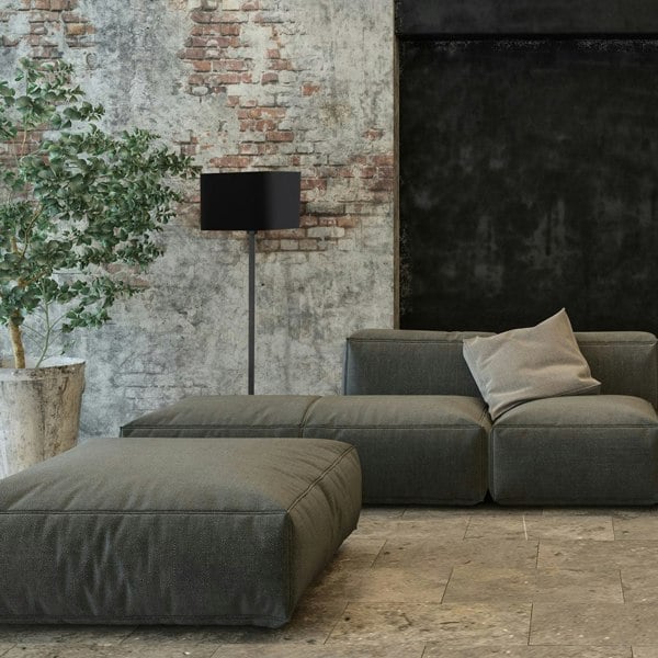 Milagro Napoli Floor Lamp Matt Black And Gold Hand Made High Quality Metal And Fabric Construction