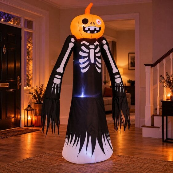 Neo Halloween Inflatable Pumpkin Skeleton with LED Lights 2.7 Metre