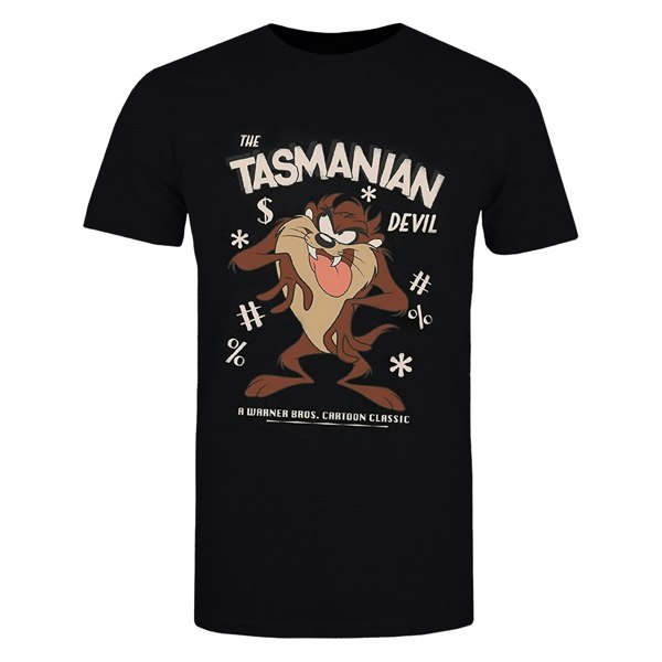 Looney Tunes Mens Tasmanian Devil Vintage Cotton T-Shirt - Black