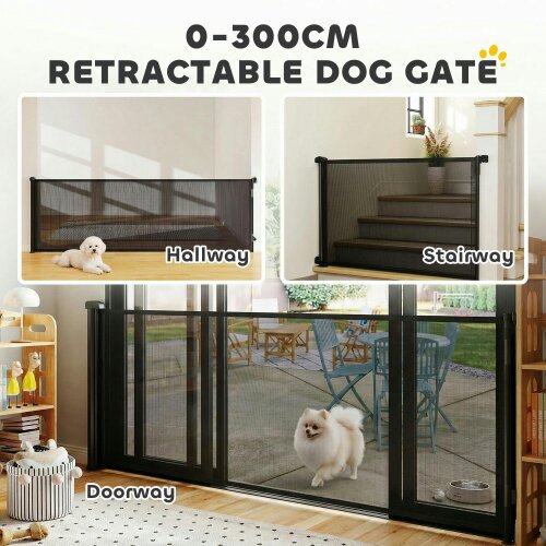 PawHut Stair Gate for Dogs, Pet Gate, Extends to 300 cm Wide & 104 cm Tall