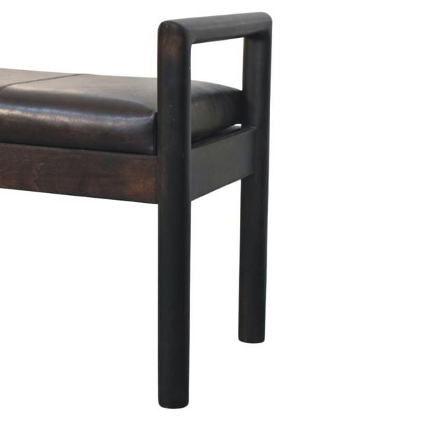 Artisan Furniture Solid Wood Gridline Bench, Upholstered, Dark Brown & Black