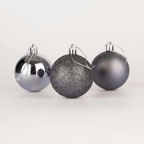 Dark Grey Shatterproof Christmas Baubles 5cm Pack Sizes for Tree and Seasonal Displays image 4