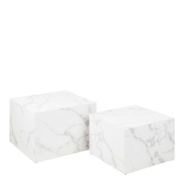 Furniture To Go Dice Square Coffee Table Set in White Marble Effect