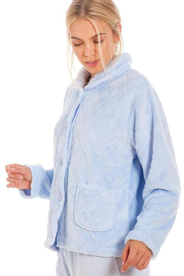 Camille Women's Supersoft Diamond Print Bed Jacket with Pockets