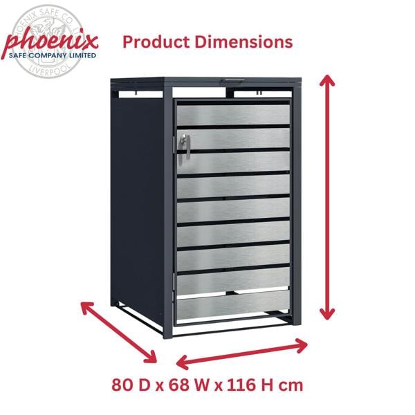 Phoenix Safe Phoenix GB1168ASK Silver Effect Single Wheelie Bin Storage / Bin Store