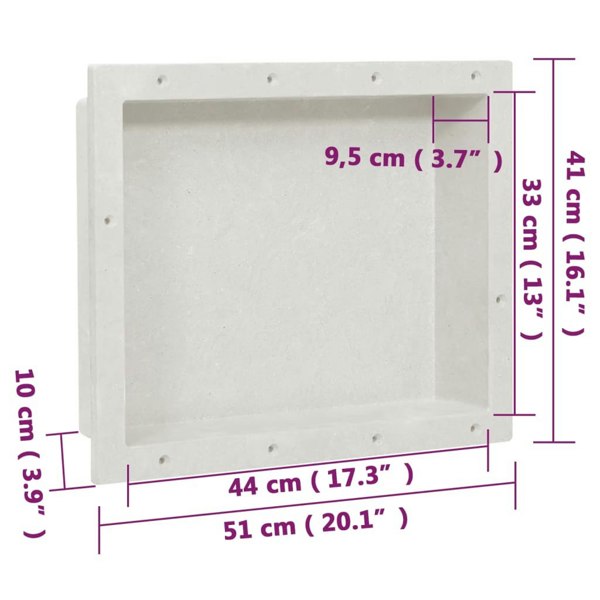 Berkfield Shower Niche Matt White 41x51x10 cm