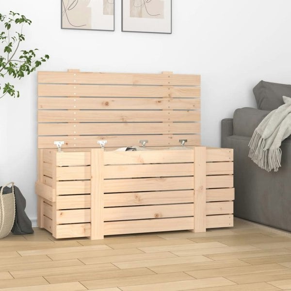 Berkfield Storage Box 91x40.5x42 cm Solid Wood Pine