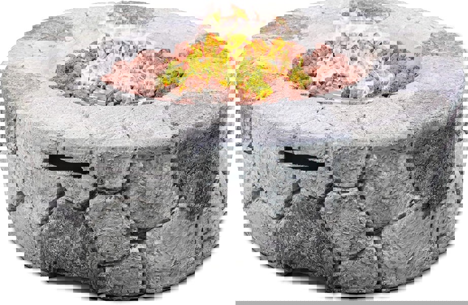 Centurion Supports Fireology KALUYA Grey Lavish Garden and Patio Gas Fire Pit with Eco-Stone Finish - Fully Assembled