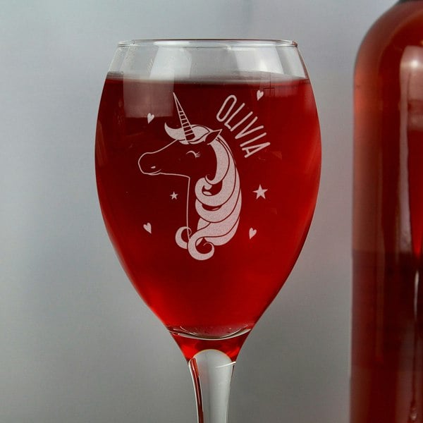 Personalised Memento Company Personalised Unicorn Engraved Wine Glass