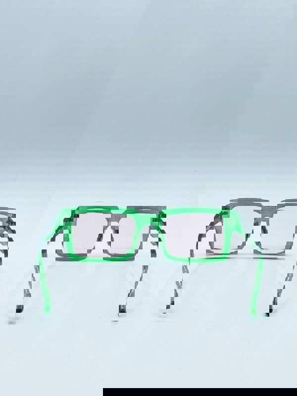 SVNX Square Frame Sunglasses in Translucent Green with Pink Lenses