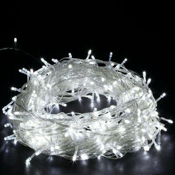 Cool White LED String Fairy Lights with Timer and 8 Modes, Clear Cable Indoor & Outdoor Variant Range image 1
