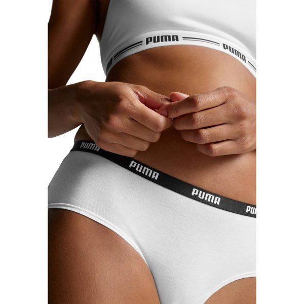 Puma 2-Pack Classic Logo Low-Rise Hipster Briefs, White