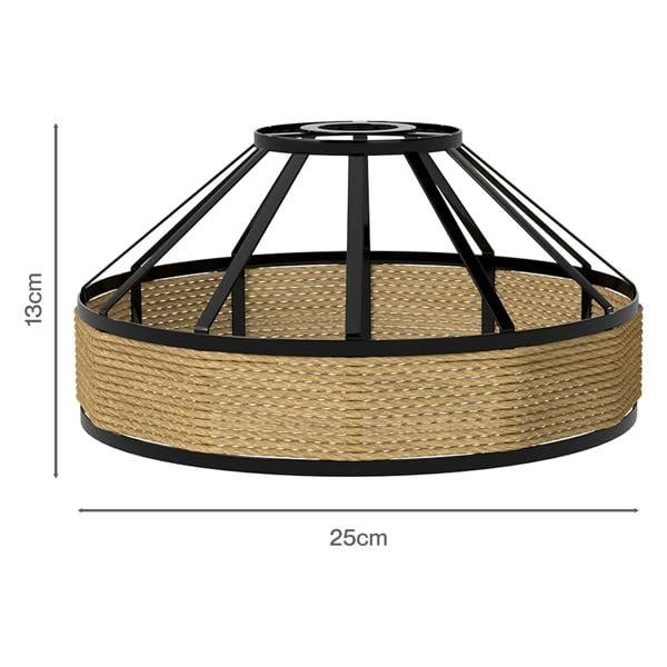 Emitto Modern Ceiling Pendant Light Shade Industrial Hemp Rope Lamp Shade 25cm