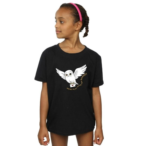 Harry Potter Girls Owl Letter Cotton T-Shirt - Black