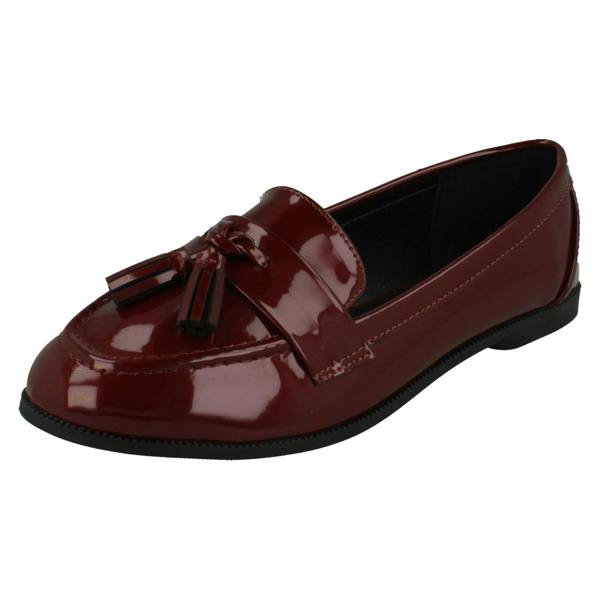 Spot On Ladies Spot On Tassel Trim Wide Fit Slip On Shoes F80560