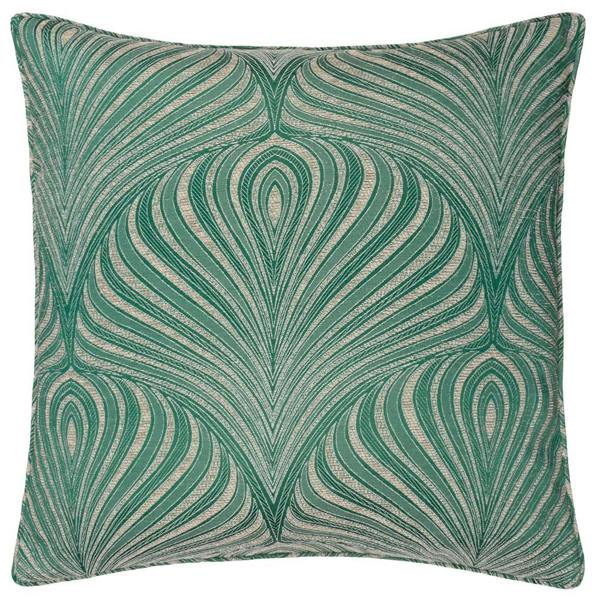 Paoletti Gatsby Piping Detail Jacquard Cushion Cover - Emerald - 