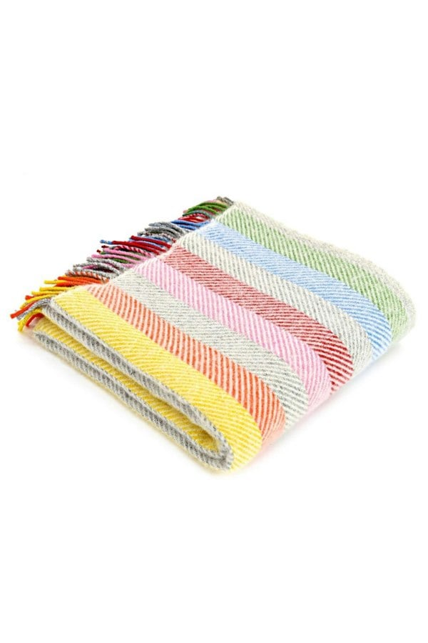 HomeSpace Direct Rainbow Stripe Wool Soft Throw Over Blanket