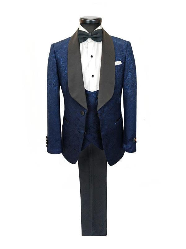 Navy Floral Style 3-Piece Tuxedo