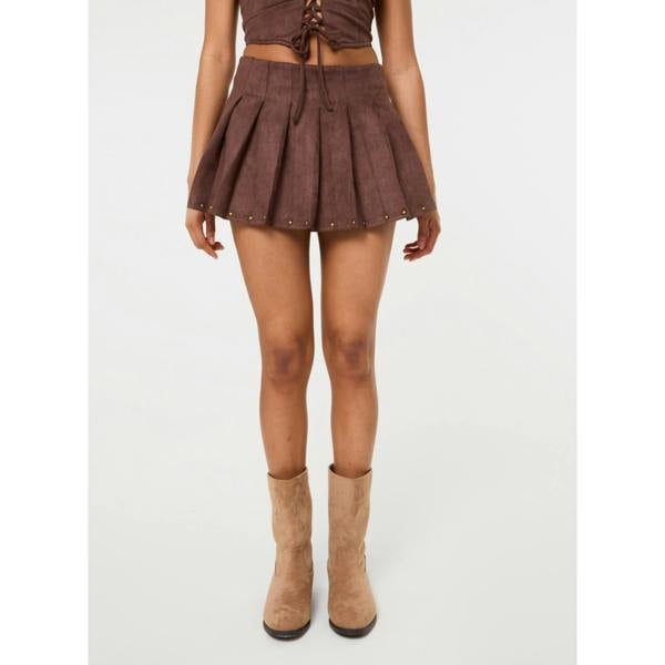 Pink Vanilla Studded Suedette Skort