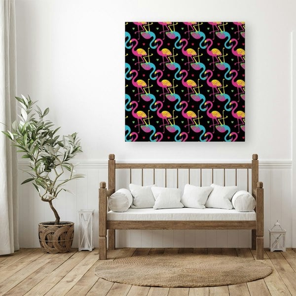 Warren Reed Vivid Flamingo Pattern Canvas