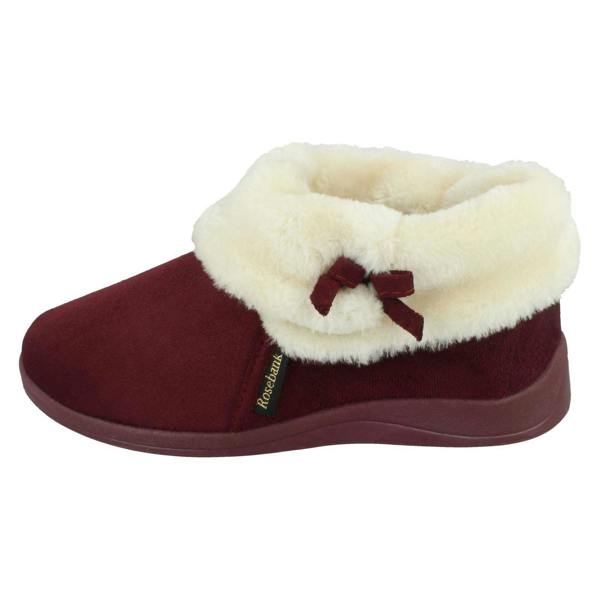 Rose Bank Ladies Rose Bank Memory Foam Velour Bootee Slippers Sharon